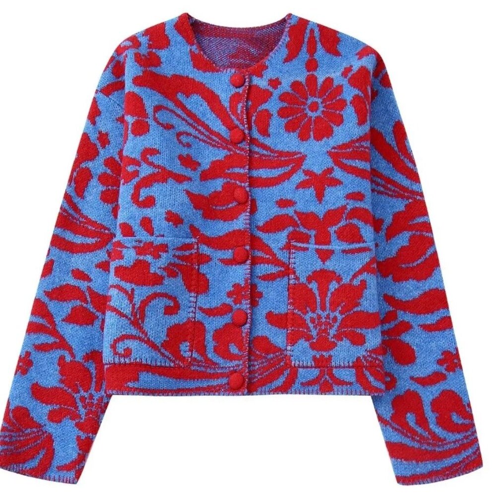 Bright paisley chunky cardigan!